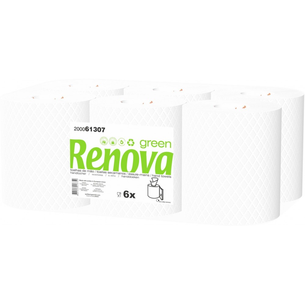 Papel Secamanos Renova Green 2C (6R/Fardo) - Dermohigiene