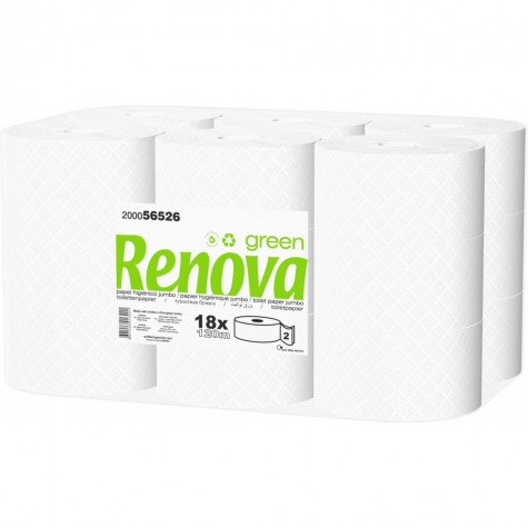 Papel higiénico Jumbo dos capas reciclada RENOVA | updirecto.es